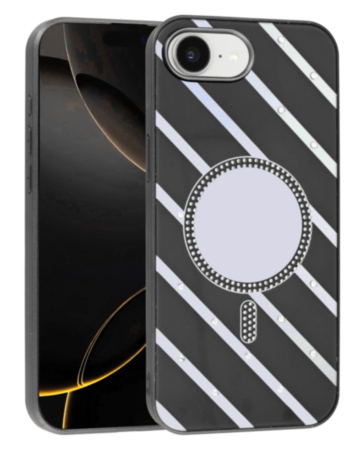 Magnetic Mirror Phone Case with Wireless Charging - BLACK for iPhone 16E (Only Ground Shipping)