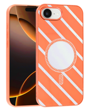 Magnetic Mirror Phone Case with Wireless Charging - ORANGE for iPhone 16E (Only Ground Shipping)