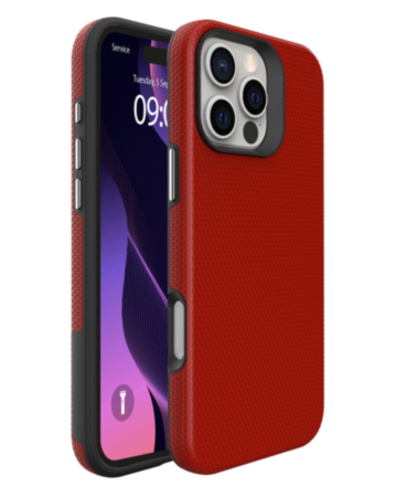 Shock Absorption Protective Dual Layer Case (RED) for iPhone 16 Pro (Only Ground Shipping)