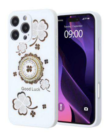 Luxury Diamond Shiny Cases with Ring - WHITE for iPhone 16 Pro (Only Ground Shipping)