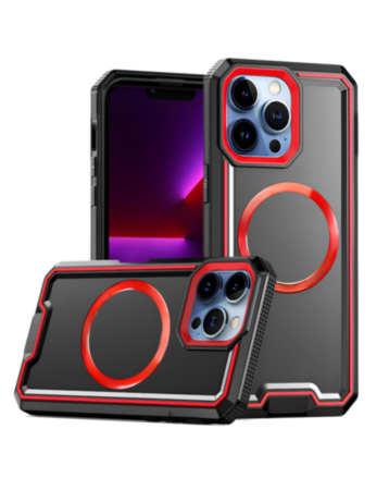 Non - Slip Translucent Matte Wireless Charging Case - BLACK & RED for iPhone 16 Pro / 17 (Only Ground Shipping)