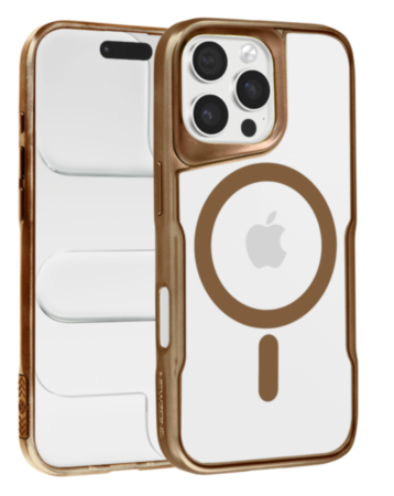 Glossy & Transparent Magnetic Case - DESERT GOLD for iPhone 16 Pro (Only Ground Shipping)