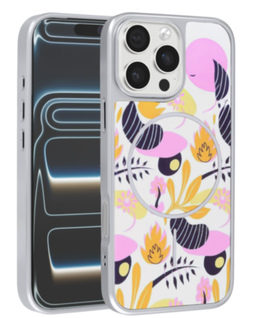 Dual Layer Flower Design Magsafe Cases - WHITE for iPhone 16 Pro (Only Ground Shipping)