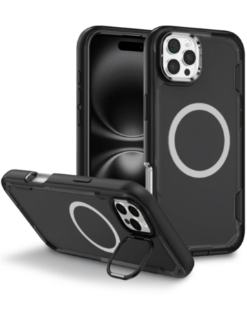 Shockproof Magsafe Case with Camera Stand - BLACK for iPhone 16 Pro Max (Only Ground Shipping)