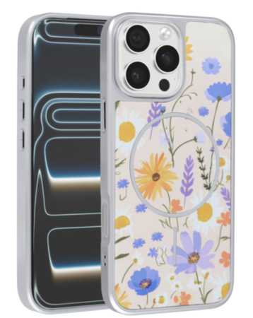 Dual Layer Flower Design Magsafe Cases - BEIGE for iPhone 16 Pro Max (Only Ground Shipping)