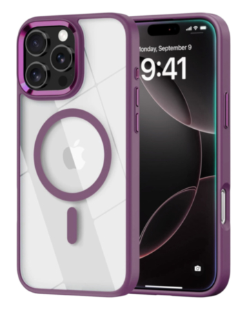 Shiny Magnetic Clear Cases - PURPLE for iPhone 16 Pro (Only Ground Shipping)