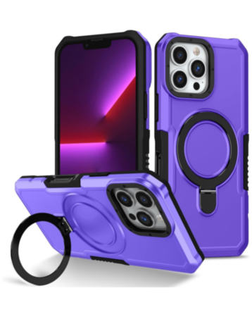 Hard PC Shockproof Case w /Ring Holder - PURPLE for iPhone 16 Pro (Only Ground Shipping)