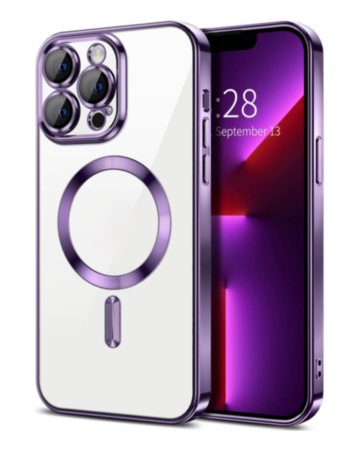 Shiny Wireless Charging Clear Case - DARK PURPLE for iPhone 16 Pro (Only Ground Shipping)