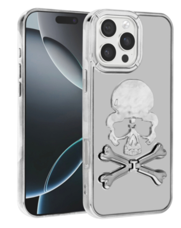 Transparent Skull Design Case - WHITE for iPhone 16 Pro / 17 (Only Ground Shipping)