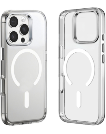 Wireless Charging Clear Case with Metal Camera Frame - BLACK for iPhone 16 Pro Max (Only Ground Shipping)