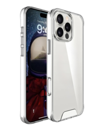 Hard Clear Case with Metal Button - CLEAR for iPhone 16 Pro Max (Only Ground Shipping)