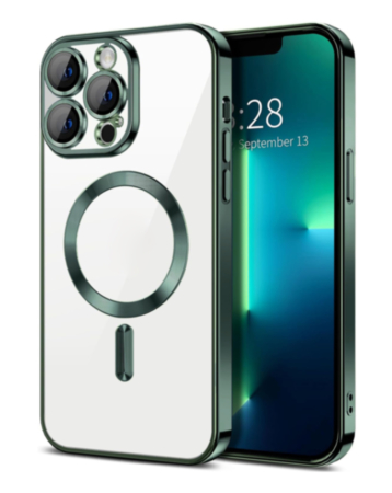 Shiny Wireless Charging Clear Case - DARK GREEN for iPhone 16 Pro Max (Only Ground Shipping)
