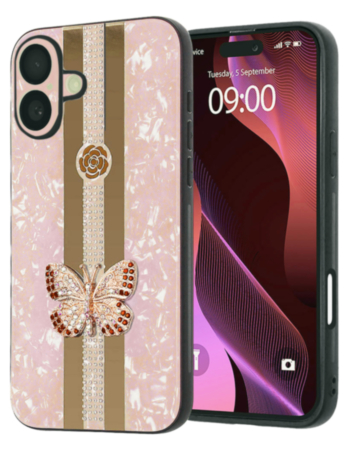Luxury Diamond Shiny Cases with Butterfly Design - GOLD for iPhone 17 (Only Ground Shipping)