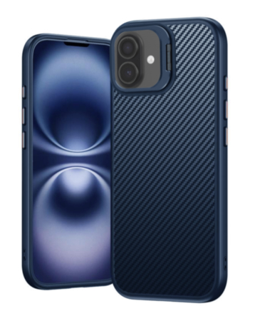 Luxury Carbon Fiber Textured Case - BLUE for iPhone 17 (Only Ground Shipping)