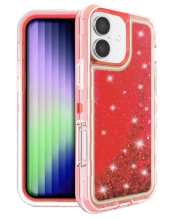 Protective Glitter Liquid Bumper Case - RED for iPhone 17 (Only Ground Shipping)