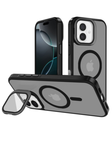 Slim Transparent Camera Stand Case with Wireless Charging - BLACK for iPhone 17 (Only Ground Shipping)