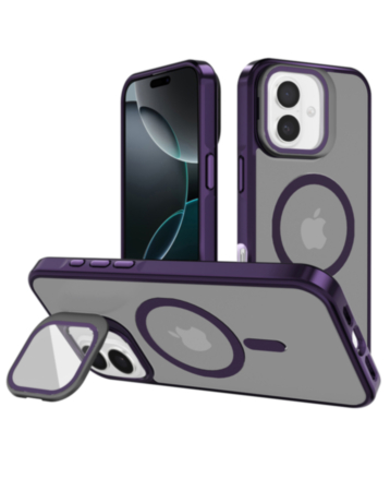 Slim Transparent Camera Stand Case with Wireless Charging - PURPLE for iPhone 17 (Only Ground Shipping)