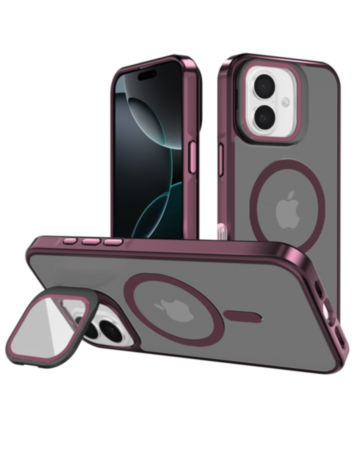 Slim Transparent Camera Stand Case with Wireless Charging - RED for iPhone 17 (Only Ground Shipping)