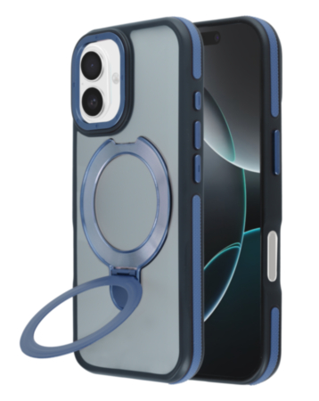 Matte Transparent Case with Wireless Charging Kickstand - BLUE for iPhone 17 (Only Ground Shipping)