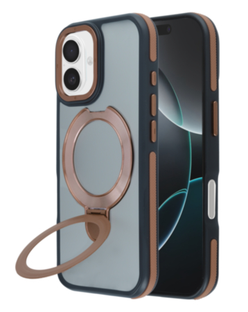 Matte Transparent Case with Wireless Charging Kickstand - DARK BROWN for iPhone 17 (Only Ground Shipping)