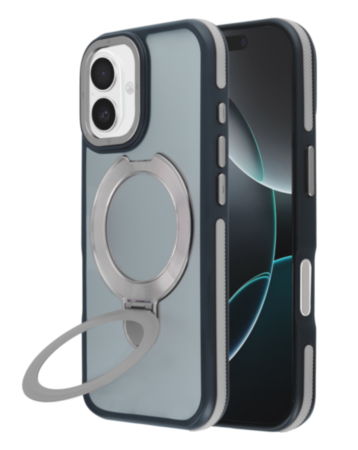 Matte Transparent Case with Wireless Charging Kickstand - GRAY for iPhone 17 (Only Ground Shipping)