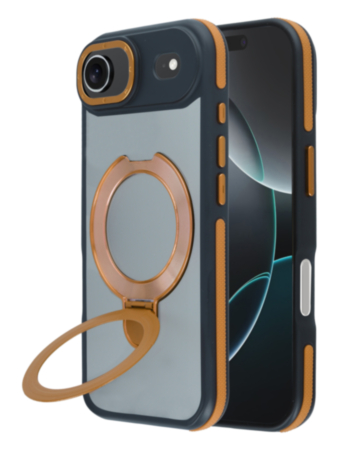 Matte Transparent Case with Wireless Charging Kickstand - ORANGE for iPhone 17 (Only Ground Shipping)