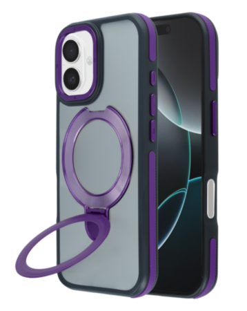 Matte Transparent Case with Wireless Charging Kickstand - PURPLE for iPhone 17 (Only Ground Shipping)