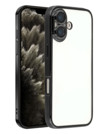 Frosted Transparent Matte Case with Lens Protection (BLACK) for iPhone 17 (Only Ground Shipping)
