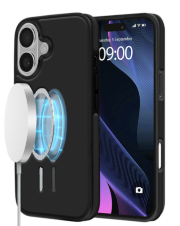 Full Cover Leather Design Wireless Charging Case - BLACK for iPhone 17 (Only Ground Shipping)