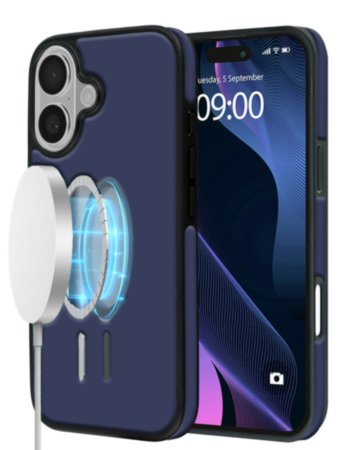 Full Cover Leather Design Wireless Charging Case - DARK BLUE for iPhone 17 (Only Ground Shipping)