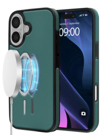 Full Cover Leather Design Wireless Charging Case - DARK GREEN for iPhone 17 (Only Ground Shipping)