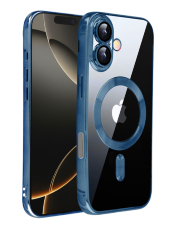 Shiny Wireless Charging Clear Case - DARK BLUE for iPhone 17 (Only Ground Shipping)