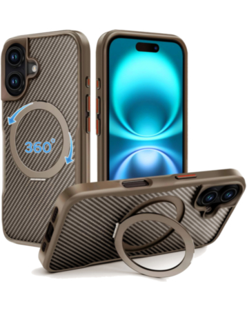 Premium Quality Magnetic Protective Case with 360 Rotating Ring Stand for iPhone 17 (GOLD) (Only Ground Shipping)
