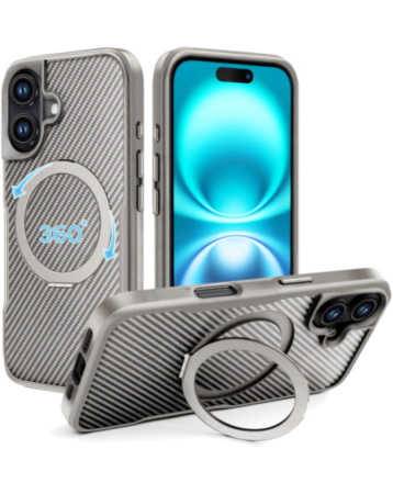 Premium Quality Magnetic Protective Case with 360 Rotating Ring Stand for iPhone 17 (SILVER) (Only Ground Shipping)