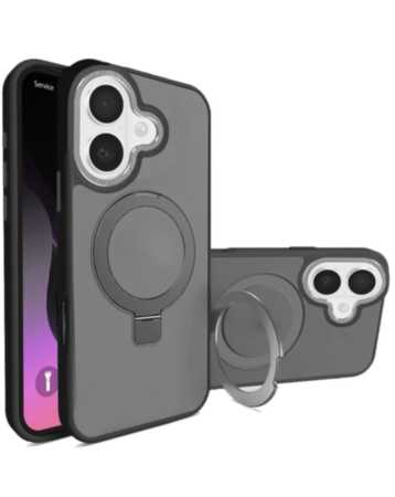 Carbon Wireless Charging Case with Ring Stand - BLACK for iPhone 17 (Only Ground Shipping)