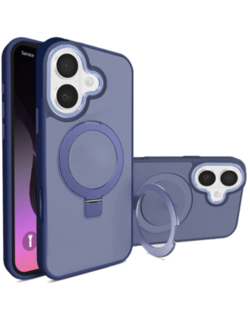 Carbon Wireless Charging Case with Ring Stand - DARK BLUE for iPhone 17 (Only Ground Shipping)