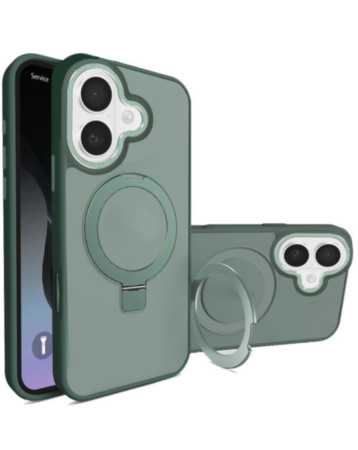 Carbon Wireless Charging Case with Ring Stand - GREEN for iPhone 17 (Only Ground Shipping)