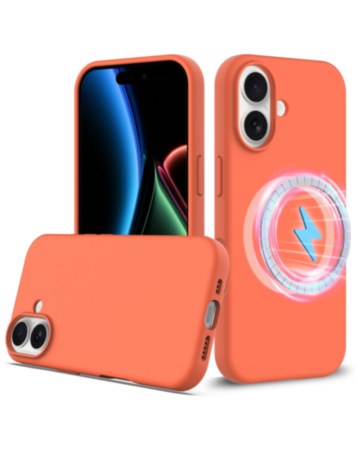 Soft Solid Silicone Case with Wireless Charging - ORANGE for iPhone 17 (Only Ground Shipping)