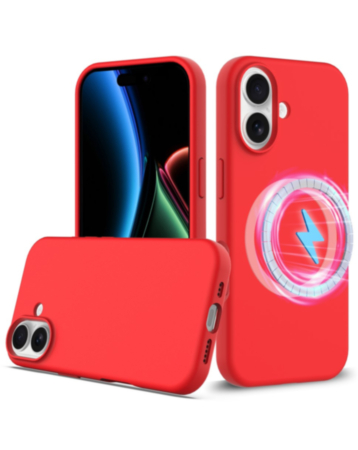 Soft Solid Silicone Case with Wireless Charging - RED for iPhone 17 (Only Ground Shipping)