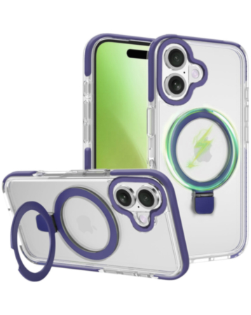 Magnetic Clear Case with Kickstand - PURPLE for iPhone 17 (Only Ground Shipping)