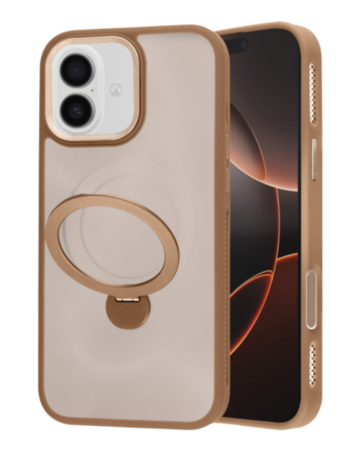 Luxury Matte Hard Magnetic Ring Holder Case - BROWN for iPhone 17 (Only Ground Shipping)