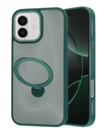Luxury Matte Hard Magnetic Ring Holder Case - GREEN for iPhone 17 (Only Ground Shipping)