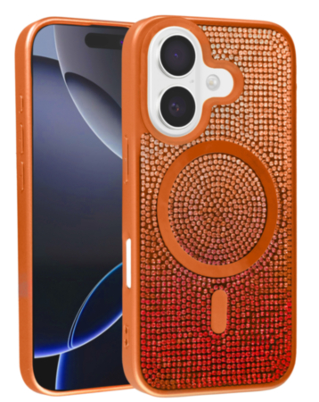 Thin Wireless Charging Bling Diamond Crystal Case (ORANGE) for iPhone 17 (Only Ground Shipping)