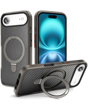 Carbon Fiber Magnetic Kickstand Case - GRAY for iPhone Air (Only Ground Shipping)