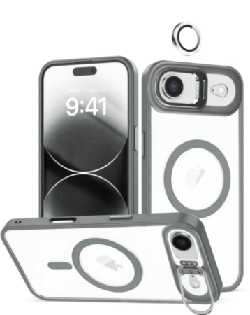 Thin Magnetic Clear Case with Camera Stand & Camera Cover - GRAY for iPhone Air (Only Ground Shipping)