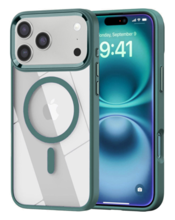 Shiny Magnetic Clear Cases - GREEN for iPhone 17 Pro (Only Ground Shipping)