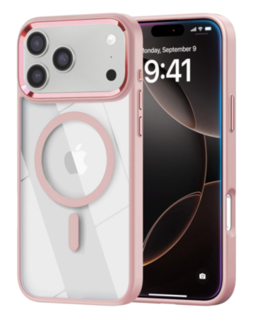 Shiny Magnetic Clear Cases - PINK for iPhone 17 Pro (Only Ground Shipping)