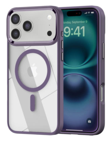 Shiny Magnetic Clear Cases - PURPLE for iPhone 17 Pro (Only Ground Shipping)