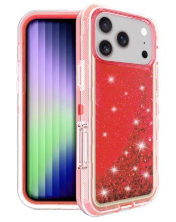 Protective Glitter Liquid Bumper Case (Red) for iPhone 17 Pro / 18 Pro (Only Ground Shipping)