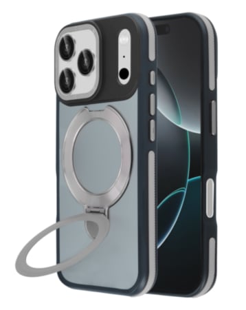 Matte Transparent Case with Wireless Charging Kickstand (Gray) for iPhone 17 Pro / 18 Pro (Only Ground Shipping)